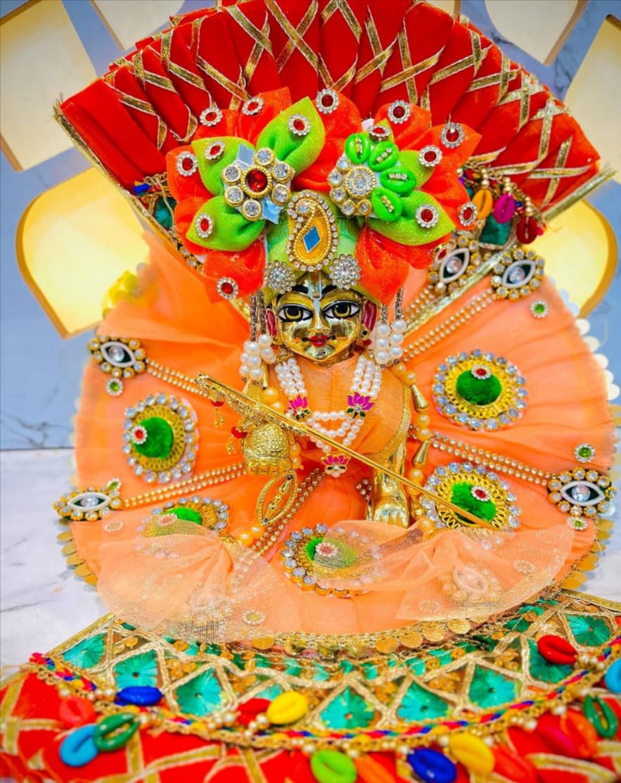 Brass laddu Gopal Idol with Dress and Jewelry for Your Temple/Home Decor